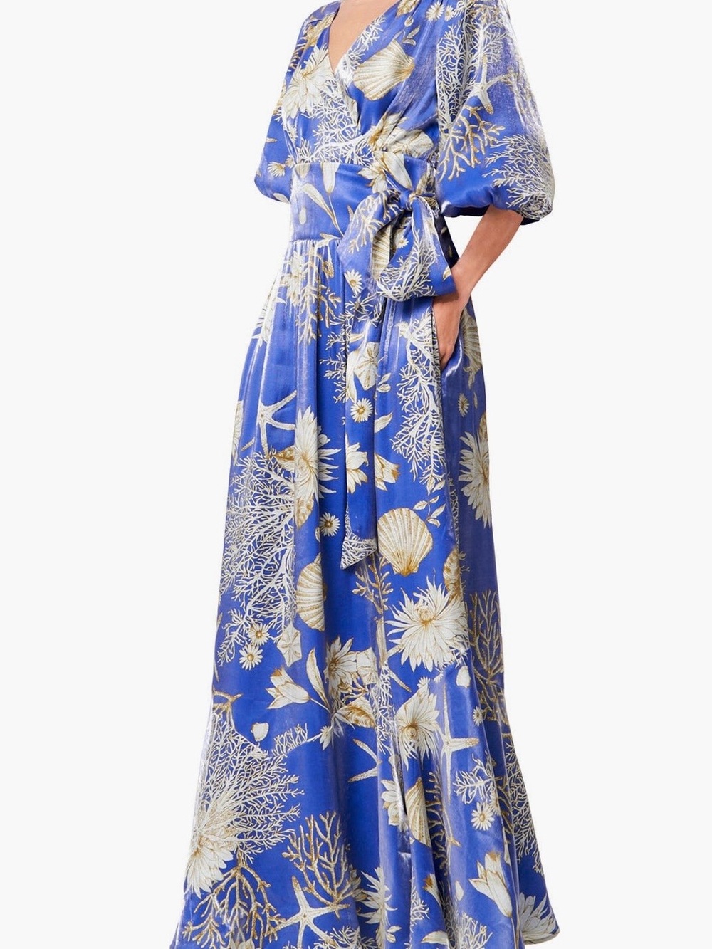 NWT Ciebon Blue Floral Wrap Maxi Dress - Picture 2 of 8